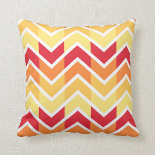 Orange Gult Chevron Geometric Design Färg Kudde
