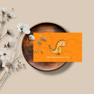 Orange gult Cute Baby Dinosaur Visitkort