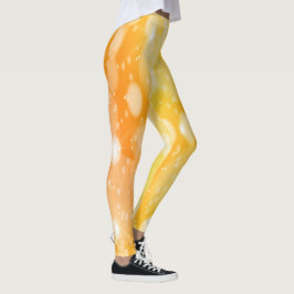 Orange Gult Faux Gnistra Glitter Leggings