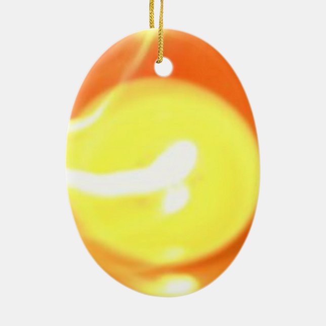 Orange Gult Flamljus, konst Julgransprydnad Keramik (Baksidan)