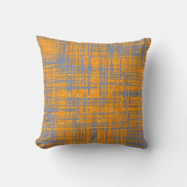 Orange Gult Grått Blue Modern Mönster Kudde (Framsida)