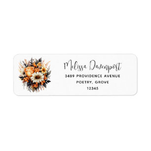 Orange Gult Grått Flower Bouquet Adress Returadress Etikett