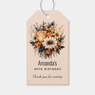 Orange Gult Grått Flower Bouquet Party Tack Presentetikett