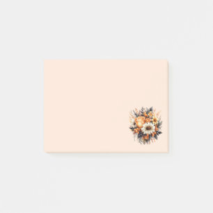 Orange Gult Grått Flower Bouquet Post-it Block