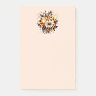 Orange Gult Grått Flower Bouquet Post-it Block