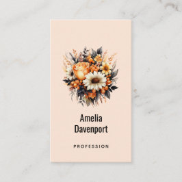 Orange Gult Grått Flower Bouquet Visitkort