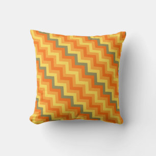 Orange gult grått zigzag chevron med mönster kudde