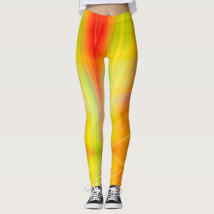Orange gult grönt abstrakt  ljusstreak coola rolig leggings