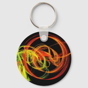Orange Gult Grönt Abstrakt  Swirls nyckelring. Nyckelring