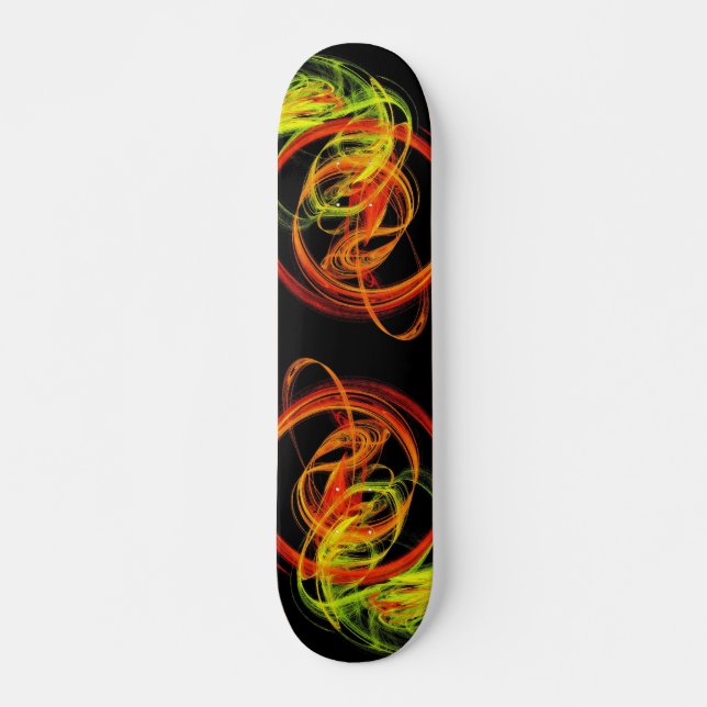 Orange Gult Grönt Abstrakt Swirls Skateboard Dec (Framsida)