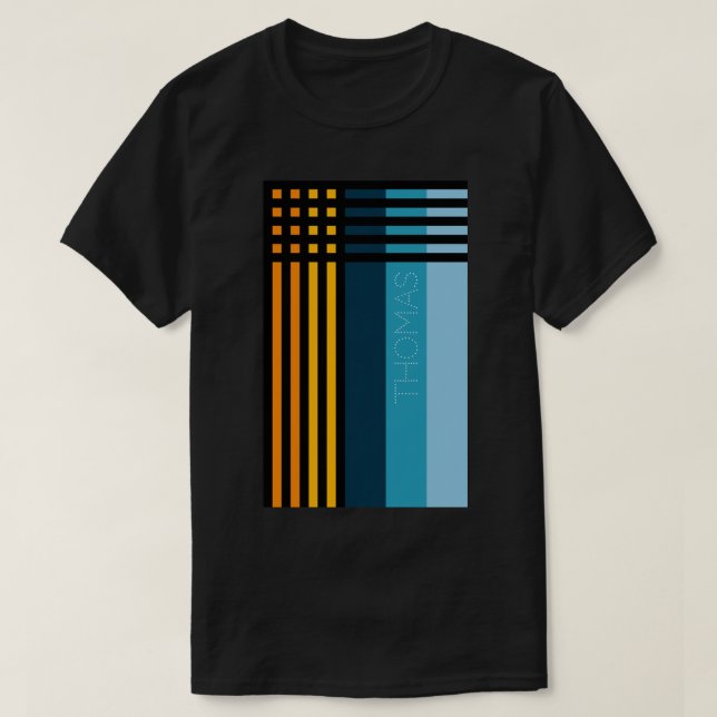 Orange Gult Grönt Blue Black Rand anpassad T Shirt (Design framsida)