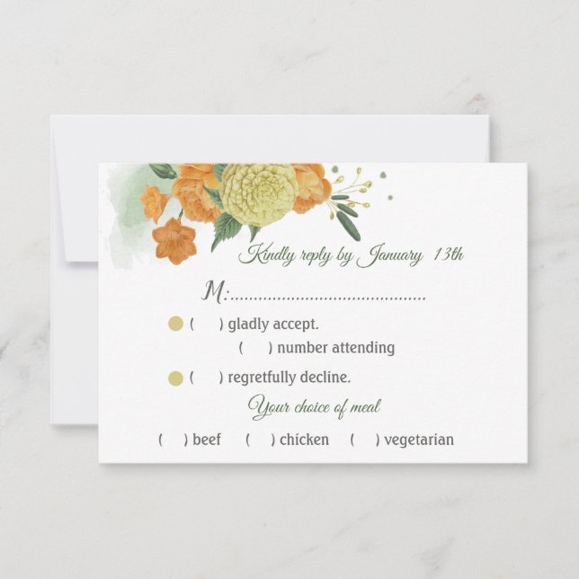 orange gult grönt löv val av måltid OSA kort (Framsida)