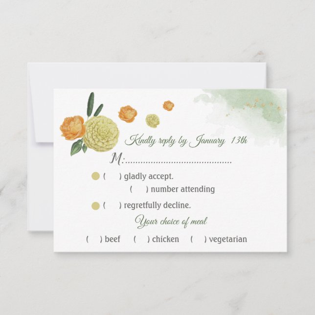 orange gult grönt löv val av måltid OSA kort (Framsida)