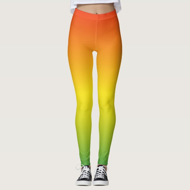 Orange Gult Grönt Modern Ombre Leggings (Framsida)