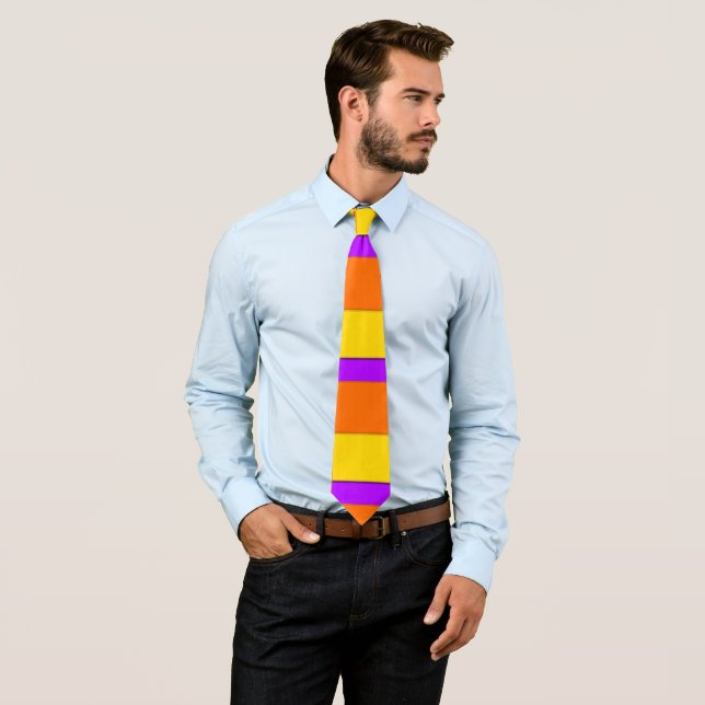 Orange Gult Lavender Stripe Necktie Slips (In Situ)