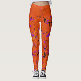 Orange, Gult, Lila och svart Abstrakt Leggings