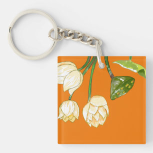 Orange Gult Lotus Flowers & Lotus Seedpod Keycha