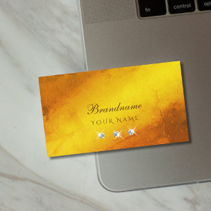 Orange Gult Marble Sparkling Diamonds Modern Visitkort