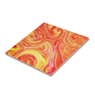 Orange Gult Marble Stone - Abstrakt Struktur Art Kakelplatta