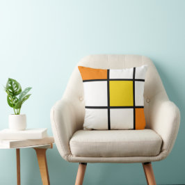 Orange Gult Mondrian Stil Kudde