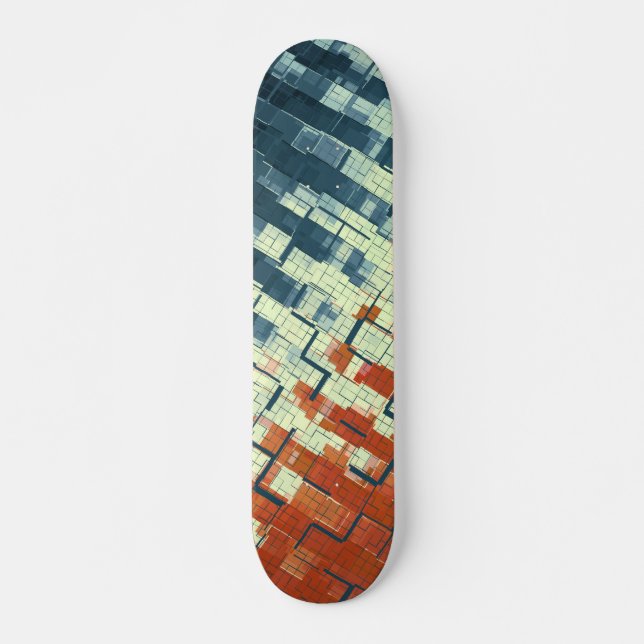 Orange Gult Navy COOLA Mönster Mini Skateboard Bräda 18,5 Cm (Framsida)