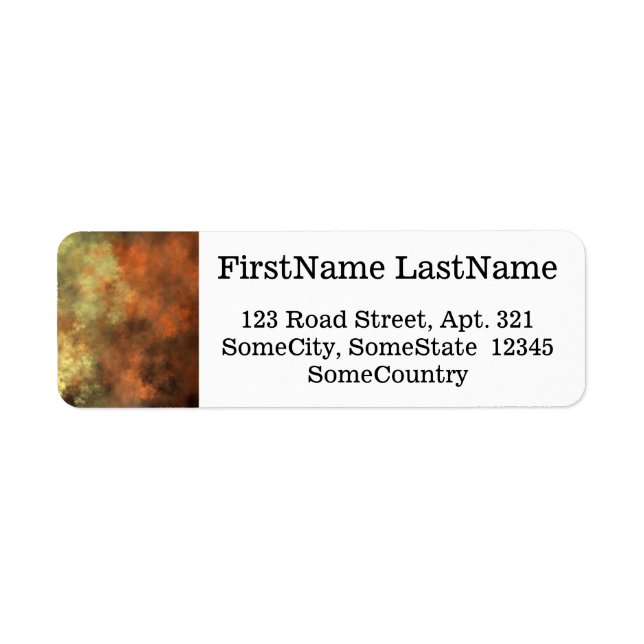 Orange, Gult och Grått Mist-like Mönster Returadress Etikett (Framsidan)