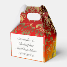 Orange gult och guld dammbad bröllop