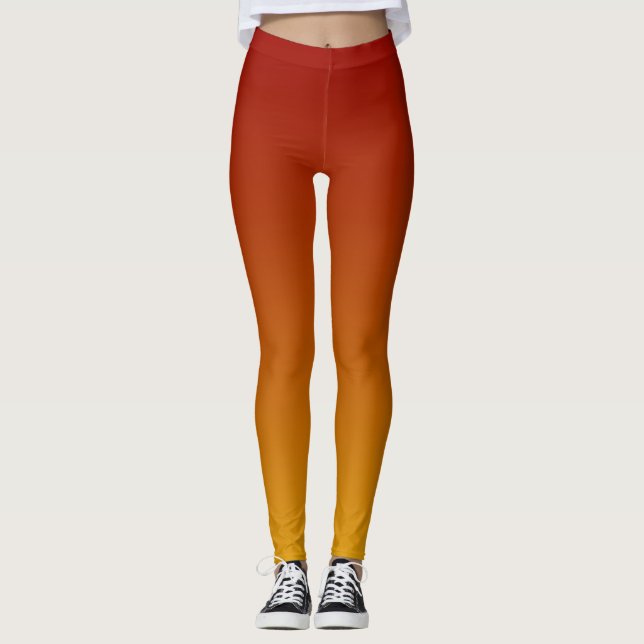 Orange Gult Ombre Sunset Leggings (Framsida)