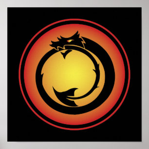 Orange Gult Ouroboros Dragon Poster