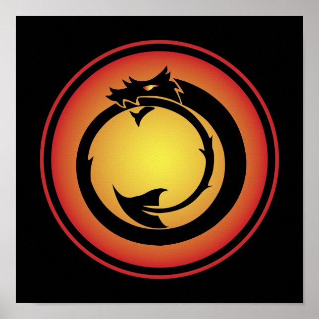 Orange Gult Ouroboros Dragon Poster (Framsidan)
