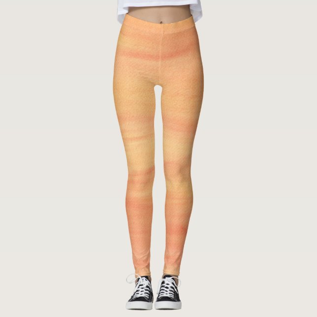 Orange Gult Persikoblandningar Blandade balkar Leggings (Framsida)