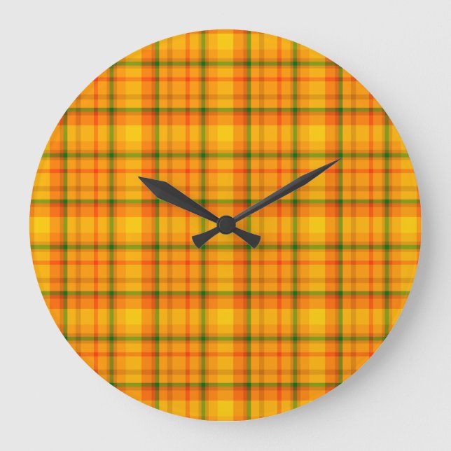 Orange Gult Play Mönster Retro Wall Clock Stor Klocka (Framsida)