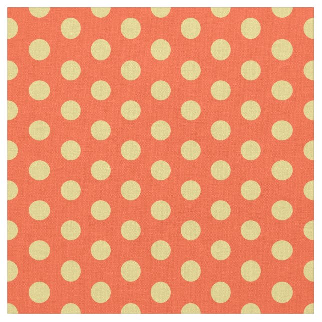 Orange Gult Polka Dot Cotton Fabric by the Yard Tyg (Närbild)