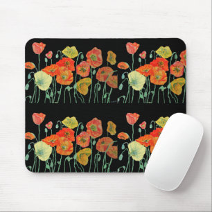 Orange Gult Red Poppies blommor blommigt Mouse Pad Musmatta