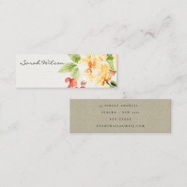 ORANGE GULT RÖD ROS VATTENCOLOR BLOMMIGT ADRESS MINI VISITKORT