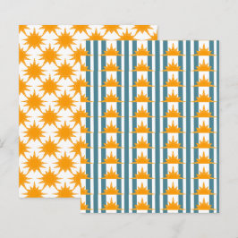 Orange gult sol om pappra på teal rand-skrapor