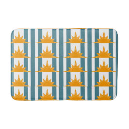 Orange Gult Sol på Teal Rand Badrumsmatta