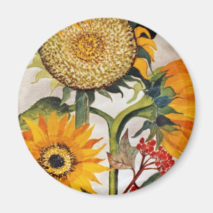 Orange Gult Solrossolroskonst Magnet
