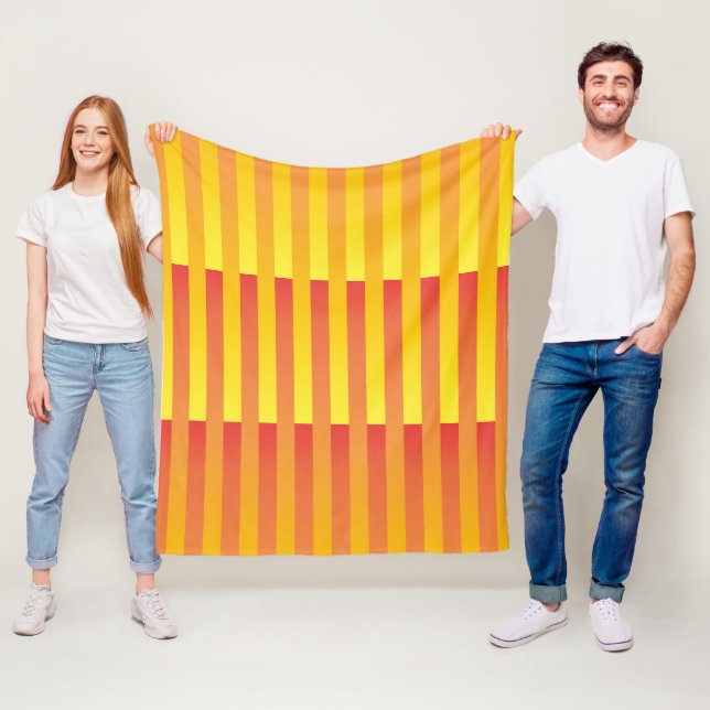 Orange Gult stripe Mönster Fleecefilt (På plats)