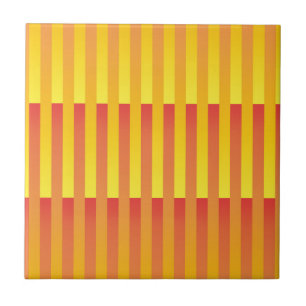 Orange Gult stripe Mönster Kakelplatta