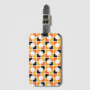 Orange Gult Svarta fyrkanter, geometrisk mönster Bagagebricka
