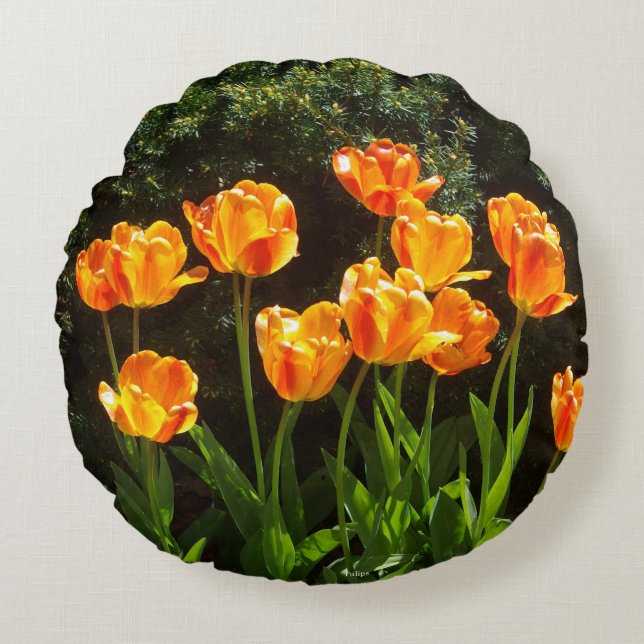 Orange/Gult Tulips runt kudde (Framsidan)