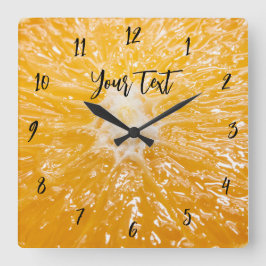 Orange Gult Unisex Fyrkantig Klocka