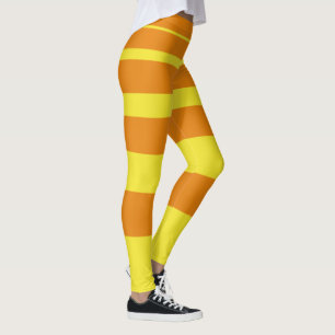 Orange Gult Vibrant med strimlad kant Leggings