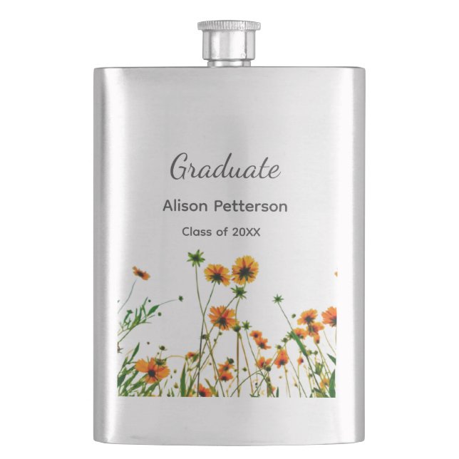 Orange gult vilda blommor modern grafisk rustik fickplunta (Framsidan)