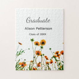 Orange gult vilda blommor modern grafisk rustik pussel