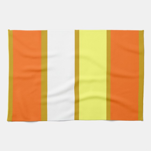 Orange, Gult, Vita och Guld Rand Kökshandduk (Horisontell)