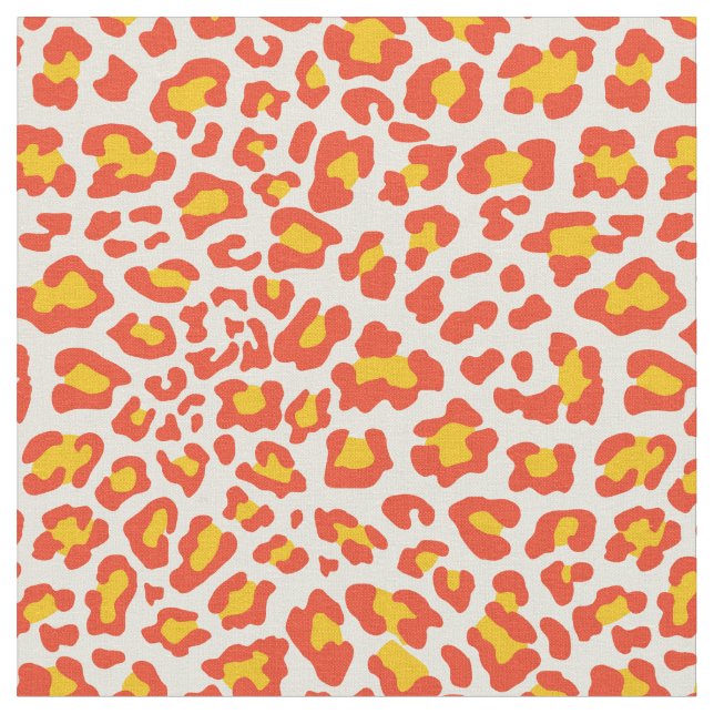 Orange gult, vitLeopardtyg Tyg (Närbild)