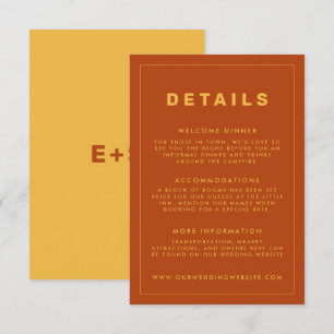 Orange + Gult Wes Andersson Inspired Detaljer Card Inbjudningar