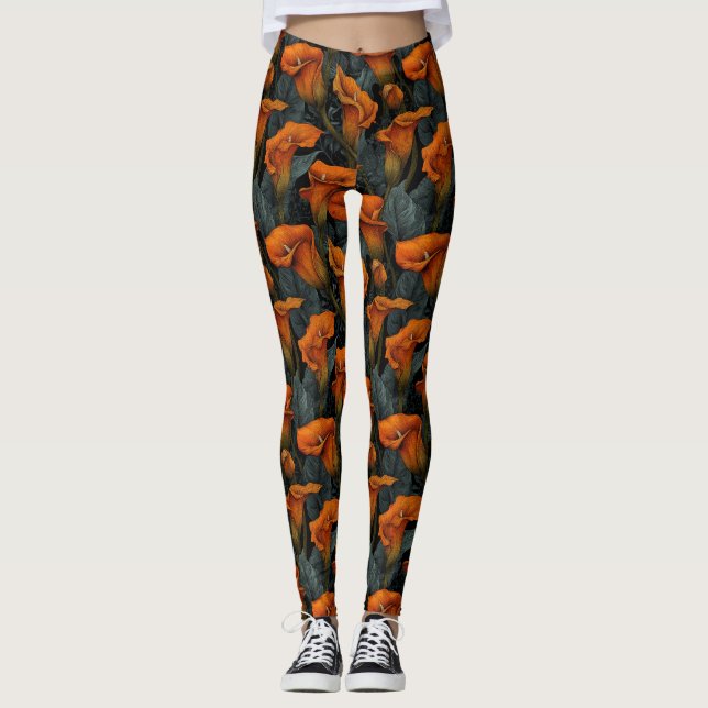 Orange Gym Kallaliljor Förtjusande Presentidéer ti Leggings (Framsida)